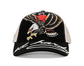 Kšiltovka Ed Hardy - Unisex Soaring Eagle Ed Hardy Script 5 Panel Cap - Black/Blue Wash