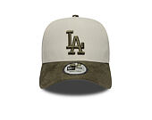 Kšiltovka New Era - MLB Suede Visor 9FORTY A-Frame - LA Dodgers - Stone / New Olive