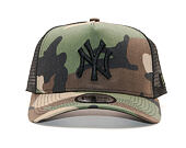 Kšiltovka New Era - MLB Clean 9FORTY Trucker - NY Yankees - Woodland Camo / Black