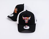 Kšiltovka New Era 9FORTY A-Frame Trucker NBA Seasonal Infill Trucker Chicago Bulls Black / Wild Rose