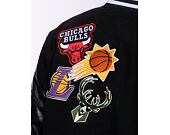 Bunda New Era NBA Badge Varsity Jacket NBA All-Over Black / Optic White