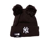 Dámský Kulich New Era MLB Womens Rib Pom Beanie New York Yankees Dark Brown / White