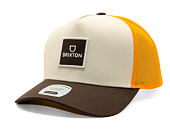 Kšiltovka Brixton - Alpha Block X C Mp Mesh Cap - Golden Glow/Off White/Deep Brown