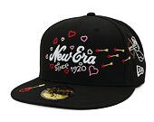 Kšiltovka New Era - Vday Scribble 59FIFTY - Black / White / Scarlet
