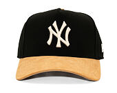 Kšiltovka New Era - MLB Suede Visor 9FORTY A-Frame - NY Yankees - Black / Camel
