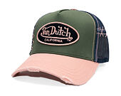 Kšiltovka Von Dutch - Trucker - Cali Patch Olive/Distressed Pink Denim