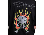 Triko Ed Hardy - Mens Skull Flame Diamante Relaxed Tshirt - Black