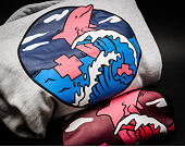 Mikina s kapucí Pink Dolphin Splash Wave Hoodie Heather Grey