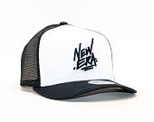 Dětská Kšiltovka New Era 9FORTY Trucker Script Youth White / Navy Snapback