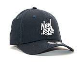 Dětská Kšiltovka New Era 9FORTY Script Youth Navy / White Strapback