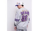 Mikina Mitchell & Ness All Over Print Fleece Crew Los Angeles Lakers Grey Heather