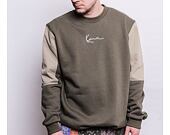 Mikina Karl Kani Small Signature Patchwork Crew dark green/military green