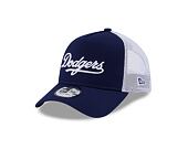 Kšiltovka New Era 9FORTY A-Frame Trucker MLB Team Script Los Angeles Dodgers Dark Royal / White