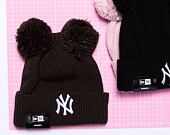 Dámský Kulich New Era MLB Womens Rib Pom Beanie New York Yankees Dark Brown / White