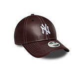 Dámská Kšiltovka New Era - MLB Contrast Stitch PU Leather 9FORTY - NY Yankees - Burgundy / White