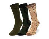 Ponožky New Era - Camo Crew Socks 3pk - Olive