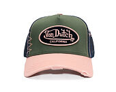 Kšiltovka Von Dutch - Trucker - Cali Patch Olive/Distressed Pink Denim