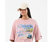 Triko New Era - Branded Beach Graphic Oversized Tee - Pink Rouge