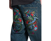 Kalhoty Ed Hardy - Mens Fireball Dragon Dirty Wash Xxtra Denim Trousers Jeans - Green Tint