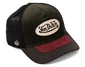Kšiltovka Von Dutch - Corduroy Oval Patch Baseball - Olive / Burgundy