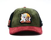 Kšiltovka Capslab - Tom & Jerry Trucker - Best Buddies Suede - Olive / Burgundy