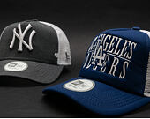 Kšiltovka New Era Trucker Word Stack Los Angeles Dodgers Dark Royal/Gray Snapback