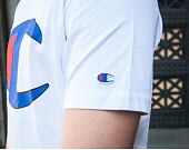 Triko Champion Reverse Weave Crewneck T-Shirt Huge Logo White