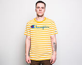 Triko Champion Crewneck T-Shirt Classic Logo Stripe Mustard Yellow/White 210972 YM001