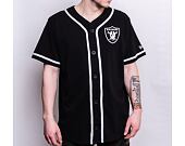 Triko New Era Distressed Logo Button Up Tee Las Vegas Raiders Black
