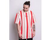 Triko Karl Kani Small Signature Stripe Tee red/cream/white