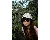 Klobouk Karl Kani Signature Pinstripe Bucket Hat cream/black