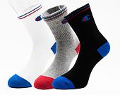 Ponožky Champion 3pk Crew Socks WHT/OXGM/NBK
