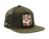 Kšiltovka Capslab Looney Tunes - Wile E. Coyote Flat Trucker Olive