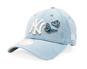 Dámská Kšiltovka New Era 9FORTY Womens MLB Butterfly New York Yankees Heather Light Blue / White