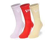 Ponožky New Era - Flag Crew Socks 3pk - Pink / Orange / Yellow