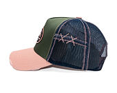 Kšiltovka Von Dutch - Trucker - Cali Patch Olive/Distressed Pink Denim