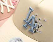 Dámská Kšiltovka New Era - MLB Floral 9FORTY A-Frame Trucker - LA Dodgers - Cream / Sky Blue