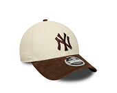 Kšiltovka New Era - MLB Cord 9FORTY M-CROWN - NY Yankees - Cream / Deep Auburn
