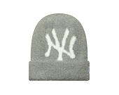 Dámský Kulich New Era - MLB Fluffy Mohair Beanie Medium Knit - NY Yankees - Grey