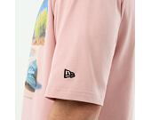 Triko New Era - Branded Beach Graphic Oversized Tee - Pink Rouge