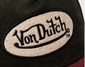 Kšiltovka Von Dutch - Corduroy Oval Patch Baseball - Olive / Burgundy