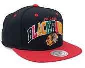 Kšiltovka Mitchell & Ness Chicago Blackhawks Team Arch Tri-Pop Black Snapback